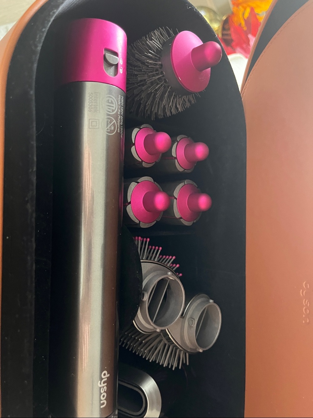 Dyson Airwrap Complete HS01 Hair Styler Nickel Fuchsia w/ Brown Case Tested